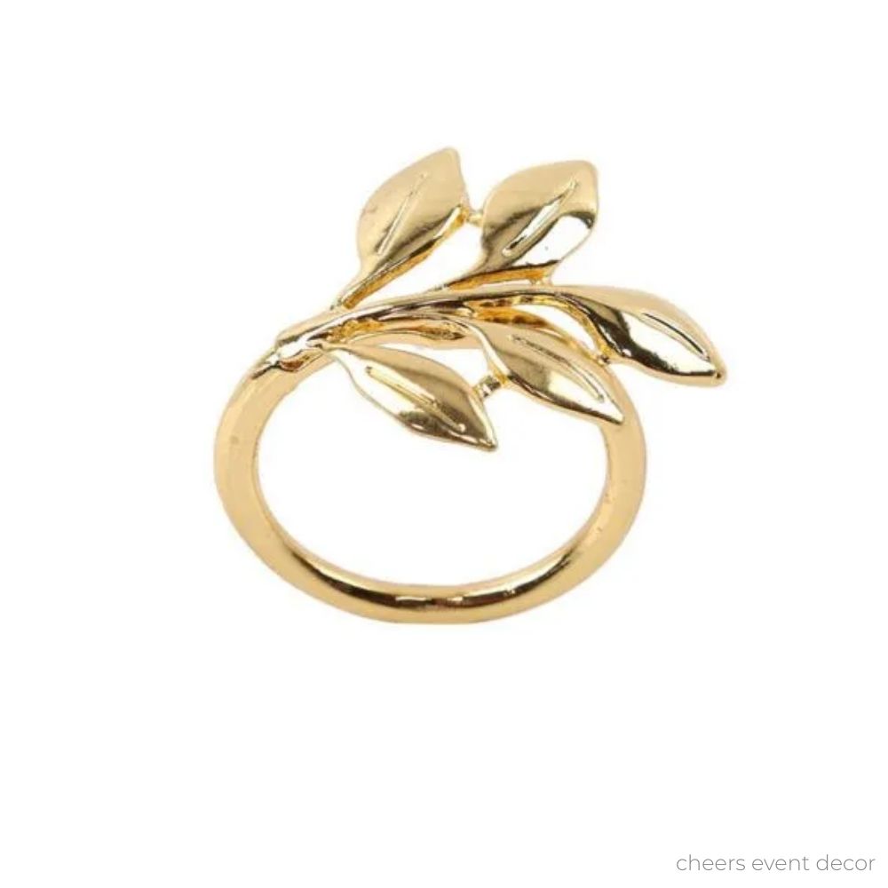 ZŁOTE OBRĄCZKI NA SERWETKI BANKIETOWE | LIŚĆ